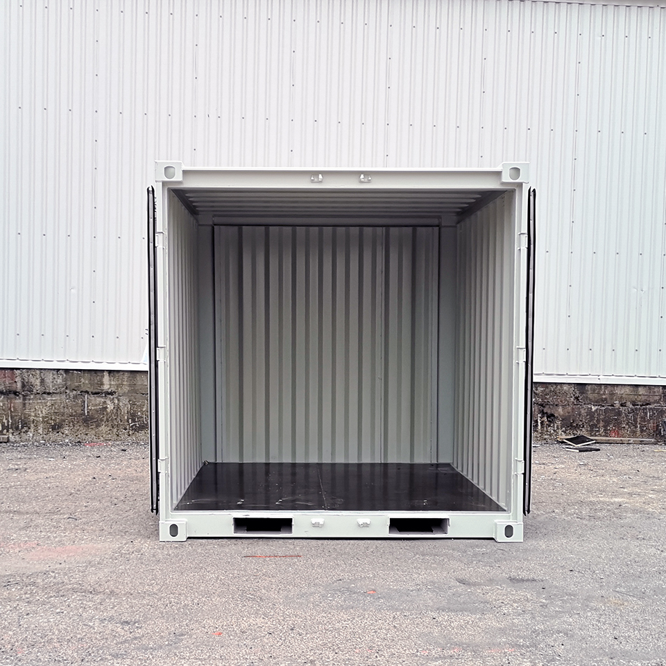 Varastokontti 8´ ft 2,2 x 2,4m, vaalean harmaa RAL 7035