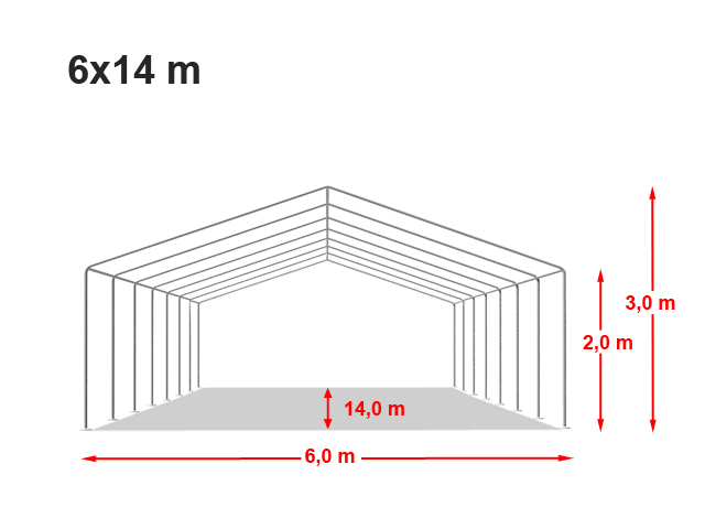 Party and garden tent 6x14m, fireproof, PVC 500g / m2, white