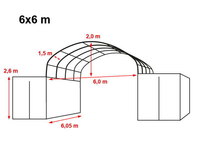 Konteinerite katus 6x6m, roheline, tulekindel PVC 720g/m2
