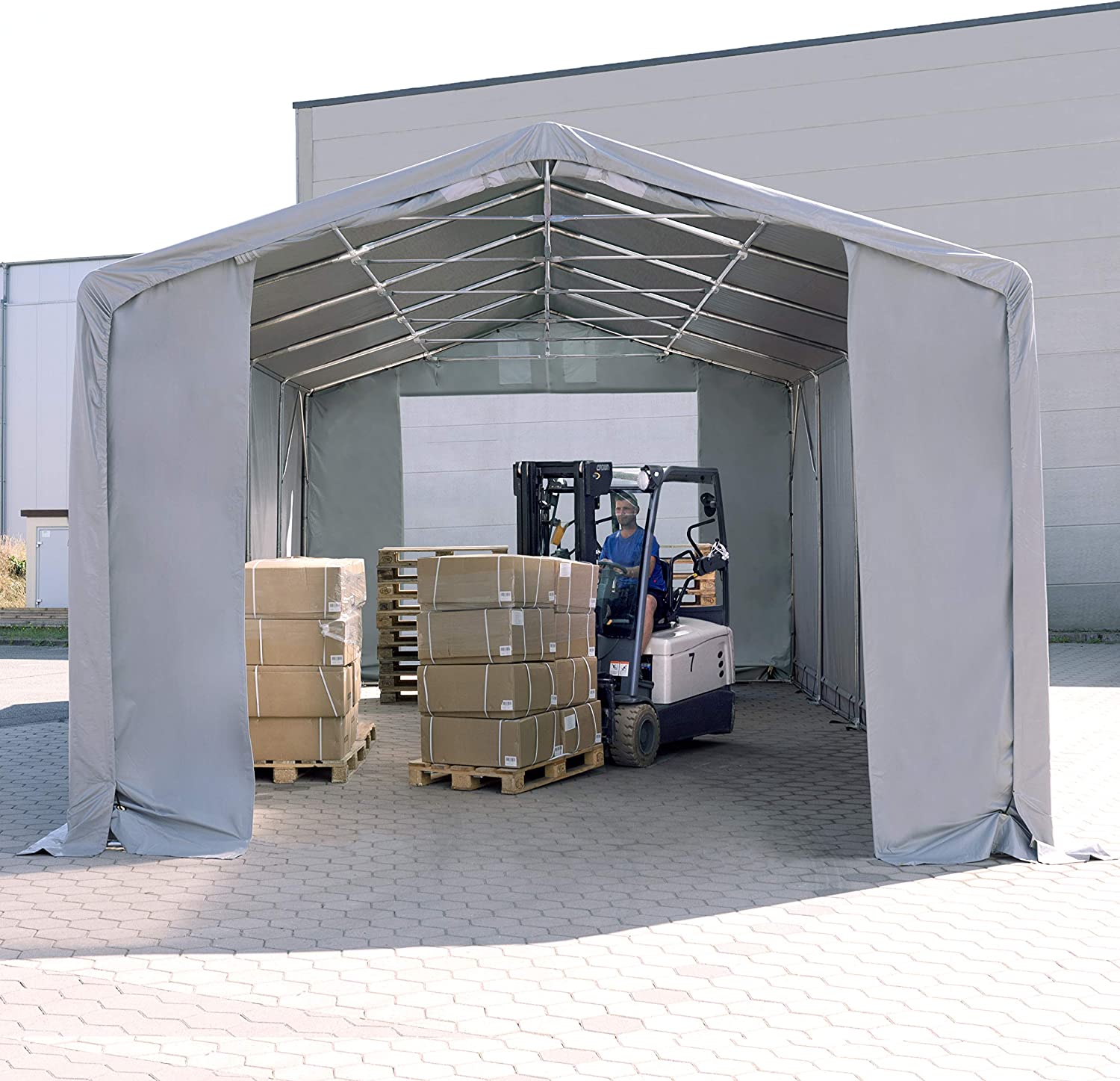 Kerghall 6x6m, seina kõrgus 3m, PVC 850g/m2, hall