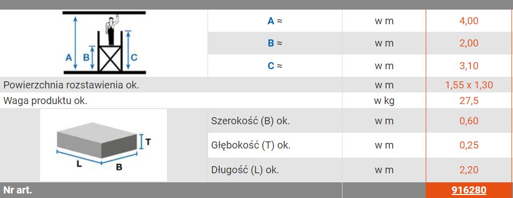 Rakennustelineet Krause Corda, työkorkeus 4m